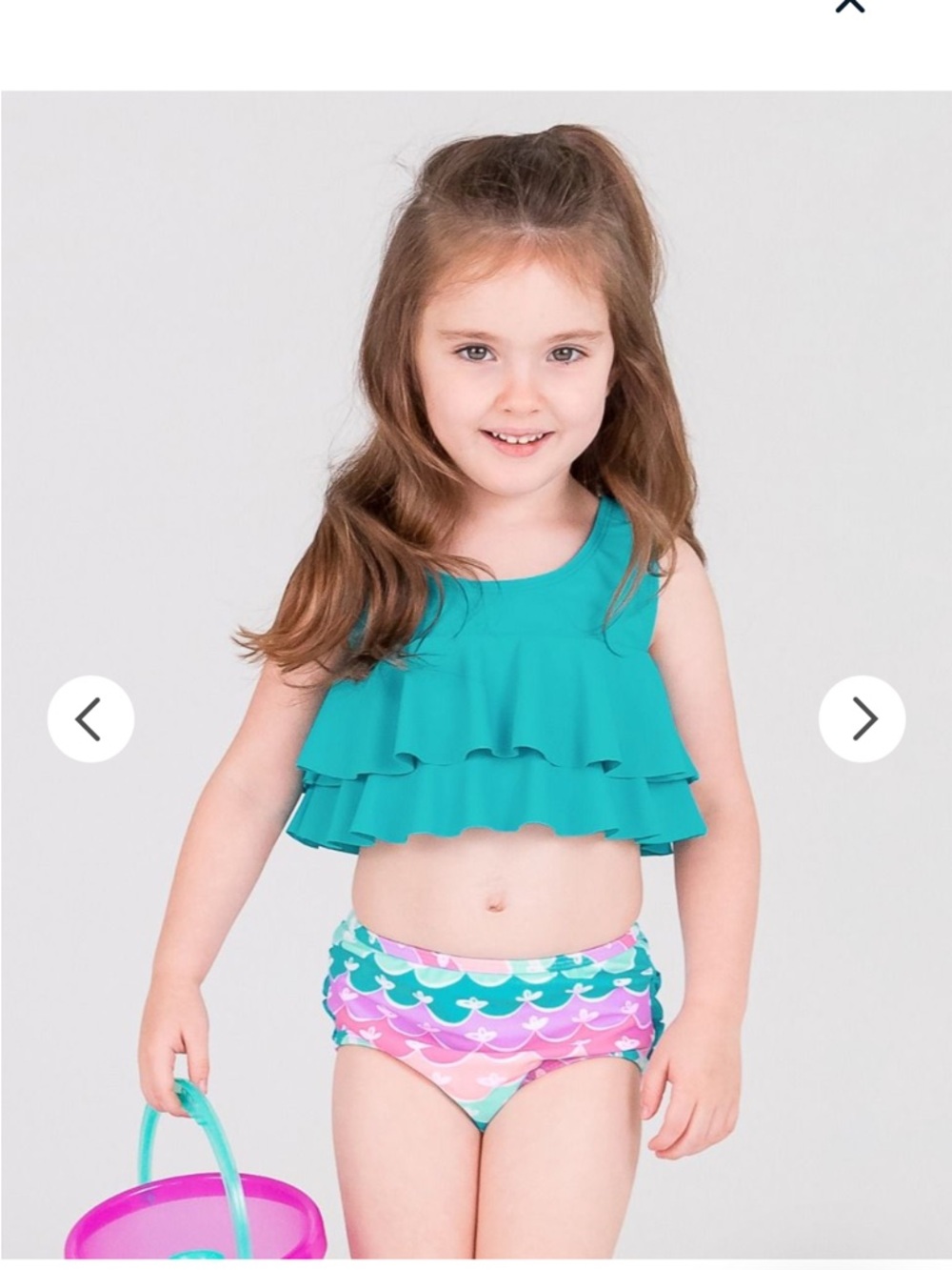 Ruffle Butts Teal Tankini w/ Pastel Scallop Briefs Mermaid Flounce 2 piece sz 5T